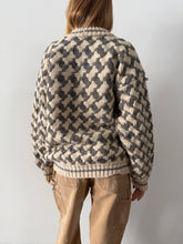 Chunky Houndstooth Knit Sweater