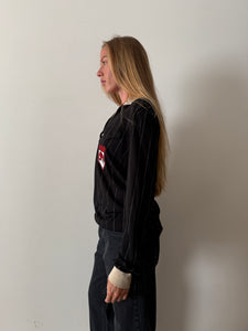 70s French Made Black Striped Adidas Soccer Jersey