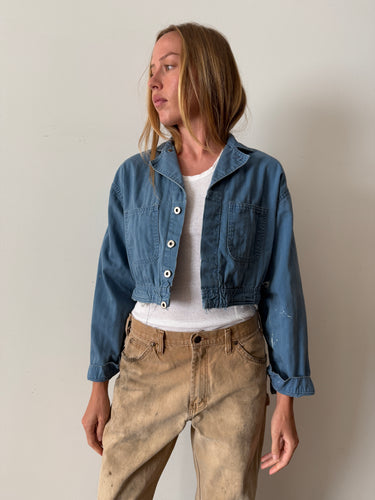 60s Blue HBT Cropped Work Jacket