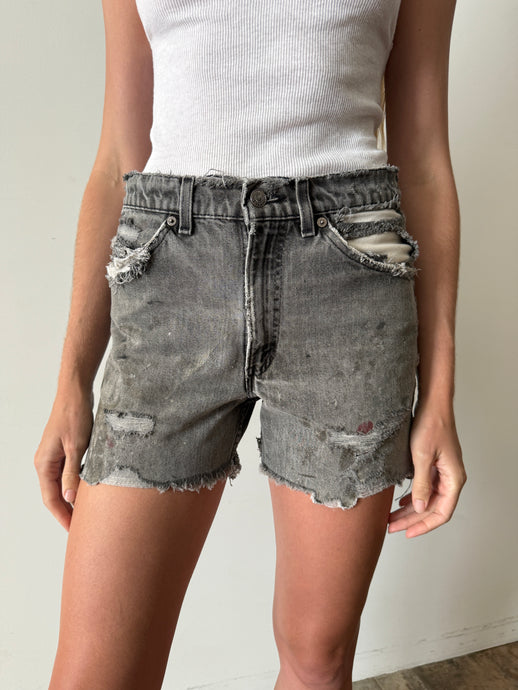 Thrashed Faded Black Levis Shorts 30w