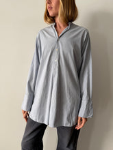 20s Banded-Collar Check Patterned Dress Shirt