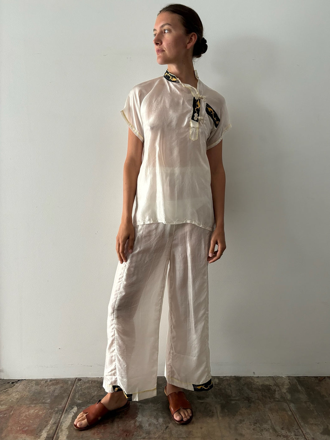 20s/30s Tissue Silk Sheer Pajama Set