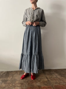 1910s Edwardian Blue Striped Skirt