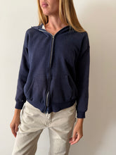 Waffle Lined Navy Zip Up Hoodie