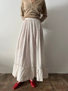 1910s White Calico Cotton Skirt
