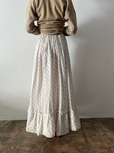 1910s White Calico Cotton Skirt