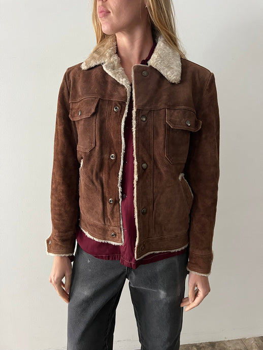 Brown Suede Trucker Jacket