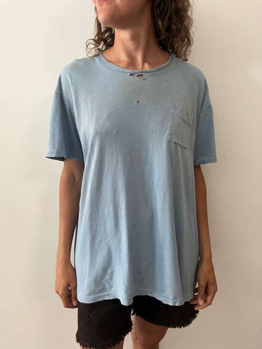 Dusty Blue Faded Pocket tee