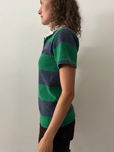 70s/80s Green Striped Rugby tee