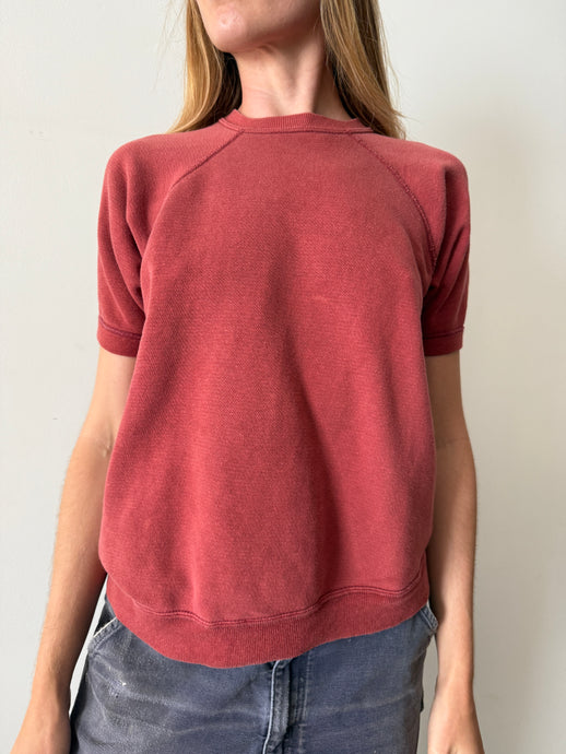60s Faded Burgundy Short Sleeve Sweatshirt