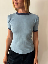Fitted Little 70s Sky Blue Ringer Tee