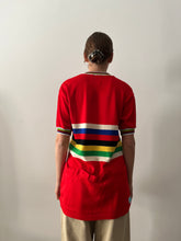 70s Red Striped Wool Cycling Jersey