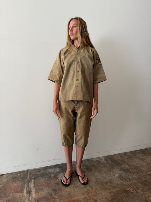 Antique Japanese Canvas Baseball Uniform