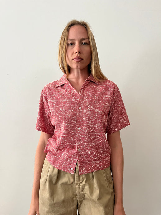 50s Nubby Cotton Cropped Shirt Jac