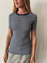 Navy Striped Ribbed Tee