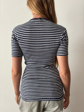 Navy Striped Ribbed Tee