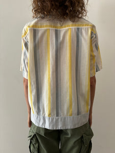 60s Light Cotton Striped Yellow Shirt