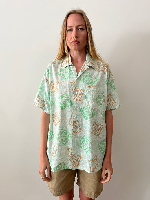 50s Cotton Abstract Design Summer Shirt