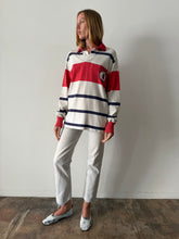 Faded White and Red Rugby