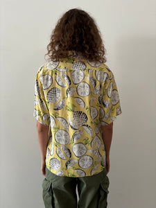 40s Hawaiian Pineapple Slices Rayon Shirt