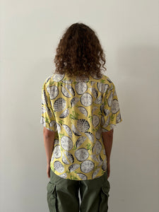 40s Hawaiian Pineapple Slices Rayon Shirt