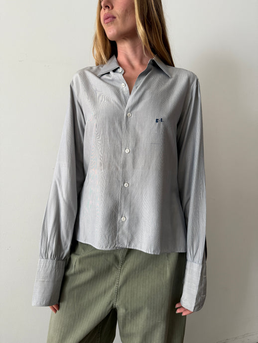 30s/40s French G.T. Monogrammed Pinstriped Shirt