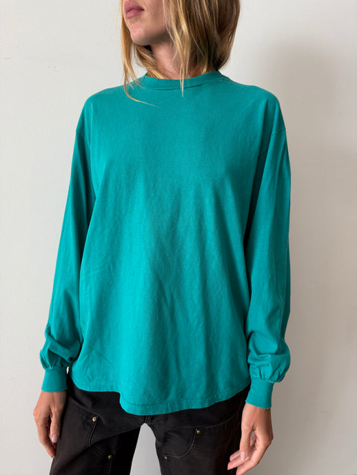 90s Aqua Blue Long Sleeve Tee