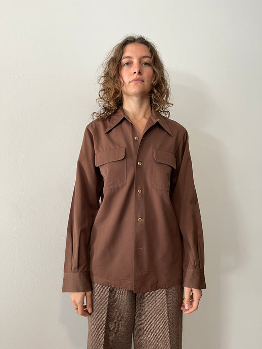 1940s Brown Flap Pocket Shirt