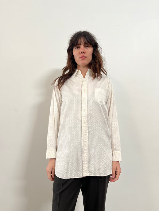 20s Brocade White Cotton Dress Shirt