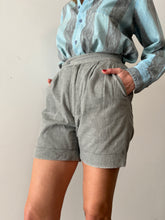 50s Grey Chambray Pleated Shorts
