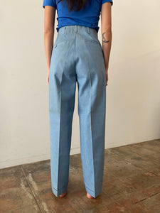 40s Chambray Hollywood Waist Pleated Trouser