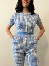 60s Cotton Gingham Zip-Up Playsuit