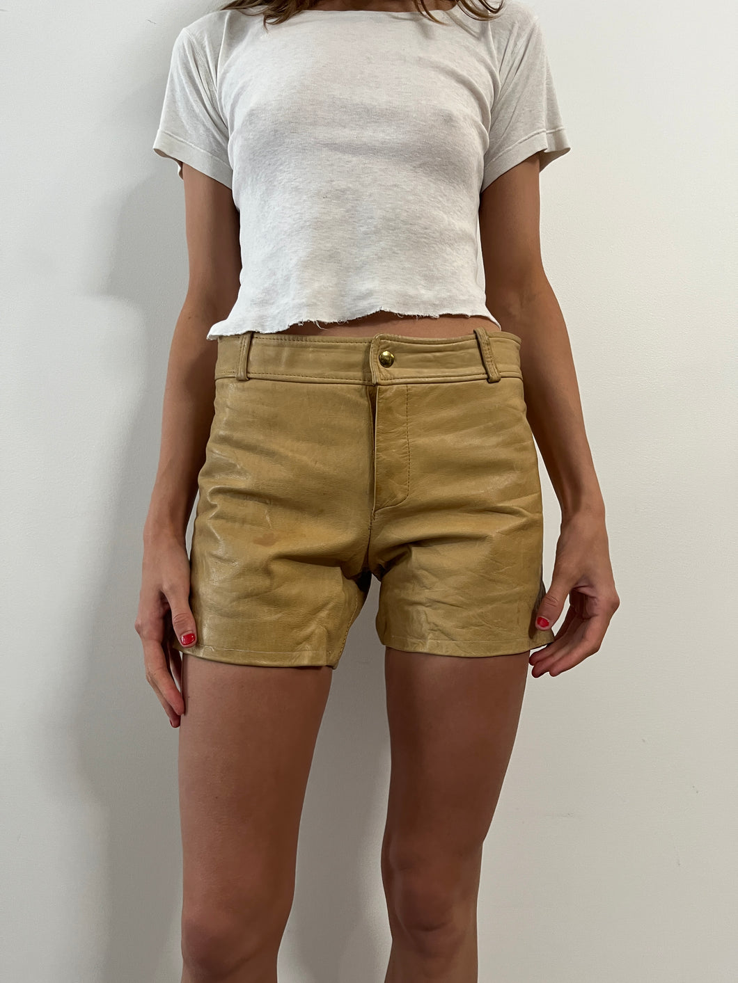 60s/70s Caramel Leather Shorts