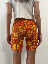 60s Orange Abstract Pattern Cotton Shorts